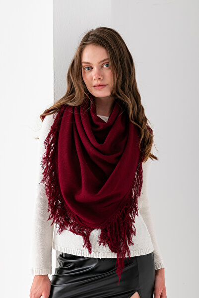 VEGA MODA Eșarfă triunghiulară cu ciucuri simplă 100% acrilic |   Eșarfă de tricotat pentru femei - Eșarfă din acril model triunghi