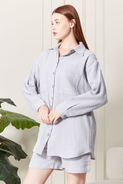 BNZ TEKSTİL Cotton Fabric Shirt Shorts Women's Set