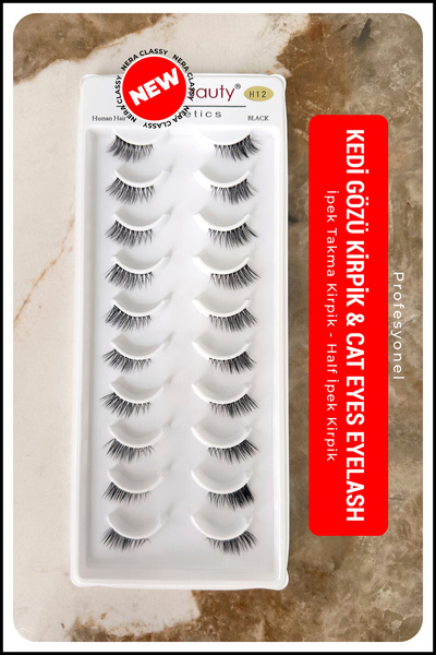 GXMPRO 10 Adet H03 İpek Kirpik-5gr Kirpik Yapıştırıcı - Half Köşelere Takılan...