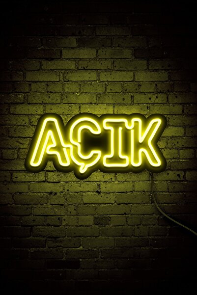 İdil Panel Açık Yazısı Neon Led Dükkan - İşyeri - Kapı Yazısı Sarı