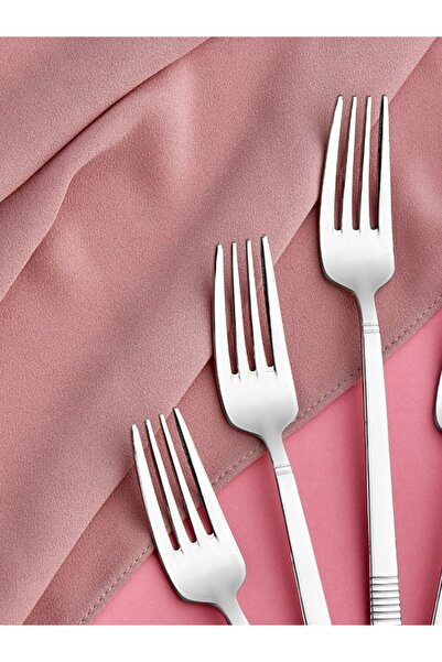 Cooker 6-Piece Stainless Steel Dinner Forks with Grooves