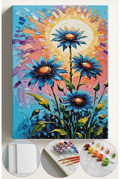 Sulepas Sayılarla Boyama Seti Numaralı Tuval Fırça Boya 40x50 Cm - MAVİ PAPAT...