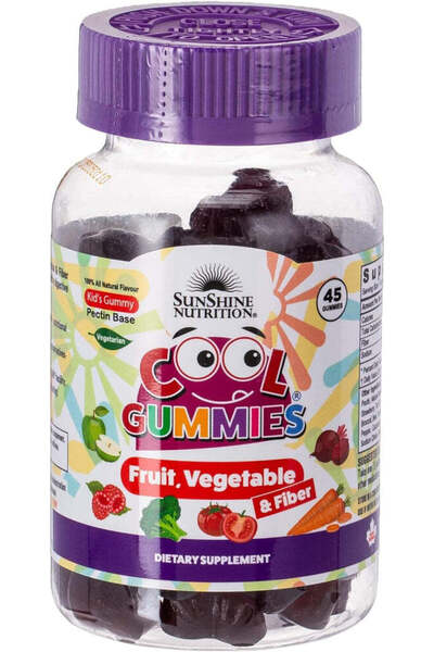 SUNSHINE حلوى جيلاتينية باردة بنكهة الفواكه والخضروات والألياف، 45 قطعة: 00043