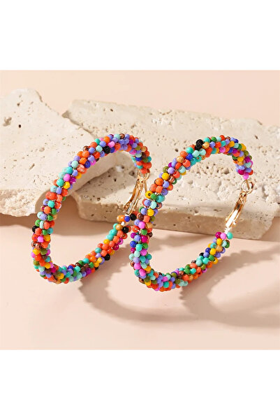 lor Multicolor Hoop Earrings with Beads