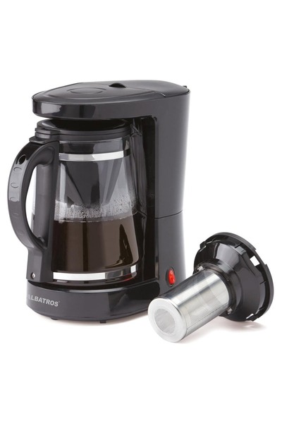 ALBATROS 2 in 1 coffee maker, 680 W, 1.2 l, 10 cup capacity, tea infuser, automatic shut-off, black