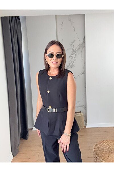 X-Young Buttoned belt detailed vest black