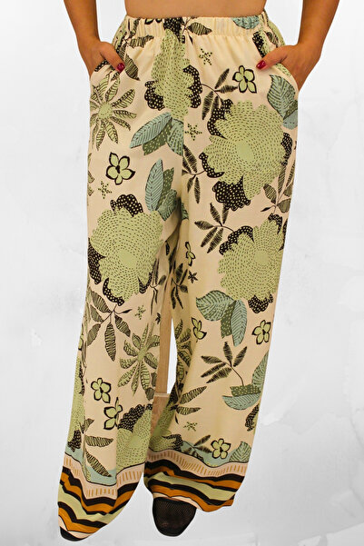 SHE BEST Relaxed Fit Loose Leg Elastic Waist Viscose Fabric Women's Pants