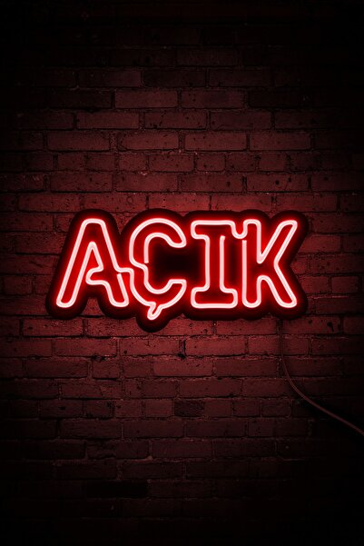 İdil Panel Açık Yazısı Neon Led Dükkan - İşyeri - Kapı Yazısı Kırmızı
