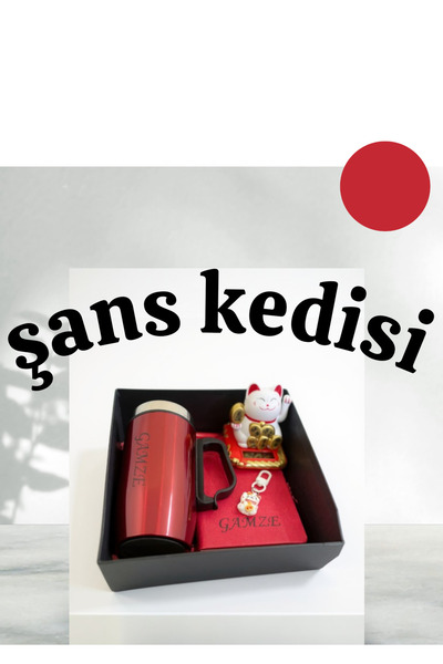 LADİJİTAL BASKI ÇÖZÜMLERİ Özel Baskılı Kutuda Şans Kedisi&Ajanda&Matara&Anaht...