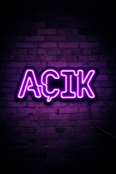 İdil Panel Açık Yazısı Neon Led Dükkan - İşyeri - Kapı Yazısı Pembe