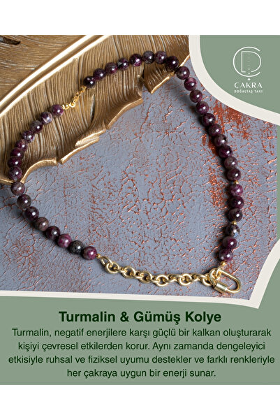 ÇAKRA DOĞAL TAŞ Turmalin & Gümüş Aparatlı Kolye
