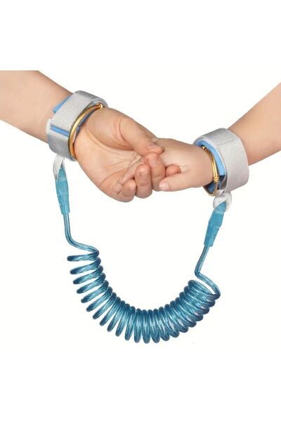 MİLKYADATOYS Anti-Lost Child Wristband Child Safety Hand Strap Elastic Wire Rope Blue-Pink 130 cm