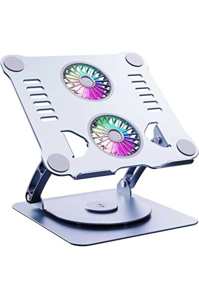 comse Alüminyum 360 Derece Ayarlanabilir Laptop Standı Rgb Çift Fanlı Sogutucu Premium Notebook Tutucu