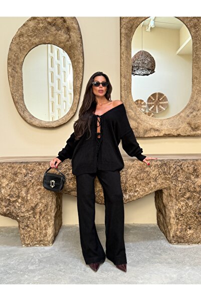 kenza'a Kötött kardigán nadrág szett, elöl megkötős