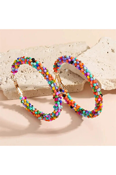lor Cercei Hoop Multicolor cu Mărgele
