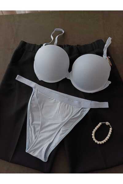 womensWorld1 Blue Bra Set with Bamboo Fabric Support