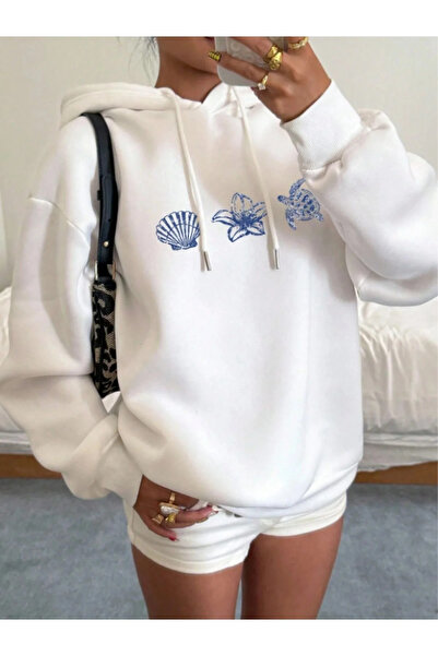 uyguntarz Φούτερ μεγάλου μεγέθους με στάμπα Unisex Sea Oyster