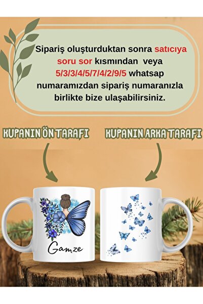 Nova baskı Premium Mug with Butterfly Design and Name Written on It