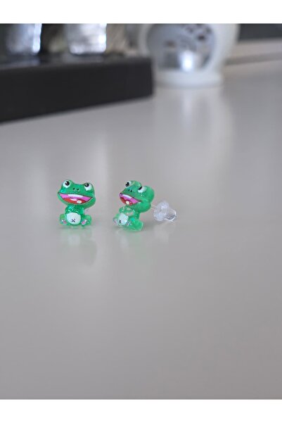 AyShope أقراط سيليكون مضادة للحساسية ذات طرف شفاف من البيوبلاست بنمط الضفدع