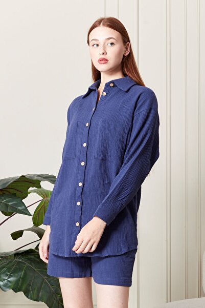 BNZ TEKSTİL Cotton Fabric Soft 100% Cotton Shorts Shirt Set