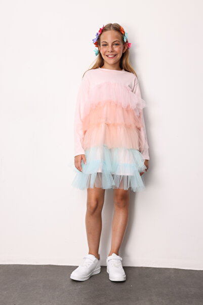 Le Mabelle Çok Renkli Katlı Tüllü Kız Çocuk Elbise - Fabiola