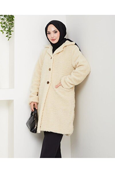 Hb Harma Time Butik Palton de damă, căptușit cu țesătură de blană, cu nasturi...