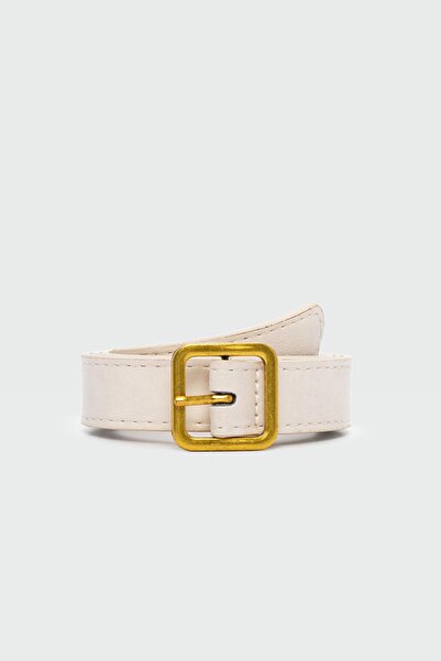 Shule Bags Штучна шкіра з квадратною пряжкою, кремовий колір