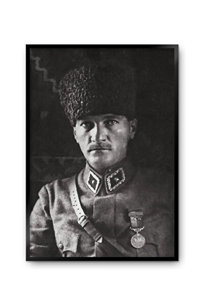 TABLOX Mustafa Kemal Atatürk Black Quality Real Wood Framed Decorative Painting