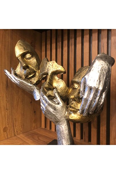 Evimore Görmedim Duymadım Bilmiyorum Gold Gümüş Mask Biblo Ev Dekorasyon Ofis...