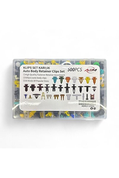 AEM 500 Pcs Otomotiv Karışık Klips Seti