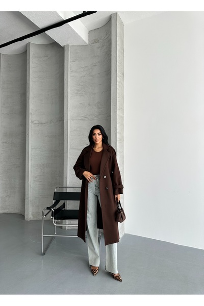 MEECY Γυναικείο παλτό κασετίνας Laura με ζώνη, νέας σεζόν, με επένδυση, κορυφαίας ποιότητας, άνετη εφαρμογή