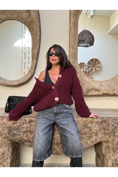 KENZA'A TRİKO سترة تريكو طويلة الأكمام من سيلانيك بتصميم فضفاض