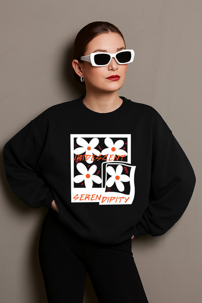 uyguntarz Unisex Irides Serenity Printed Design Oversize Sweatshirt