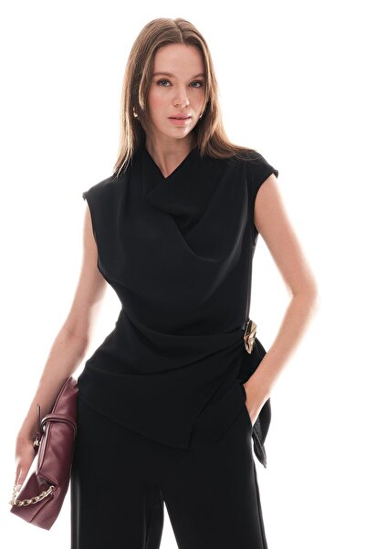 EXPLOSION Degaje Yakalı Gol Aksesuarlı Şık Bluz