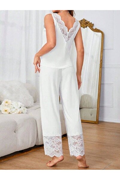 AURA Γυναικείο Λευκό Δαντελένιο Σετ Βενάκ