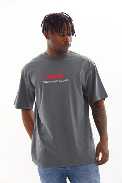 velmorafashion Unisex εμπριμέ μπλουζάκι Oversize - Καπνιστό