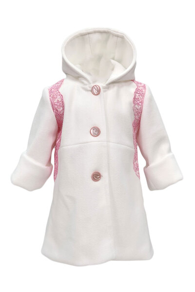fantasialand Palton stofa model Ana, culoare alb-roz