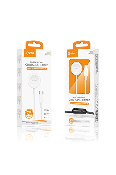 REDz Accessories Cablu de încărcare magnetic X-Start SJX302 pentru Apple Watch, USB-C, 7.5W, alb