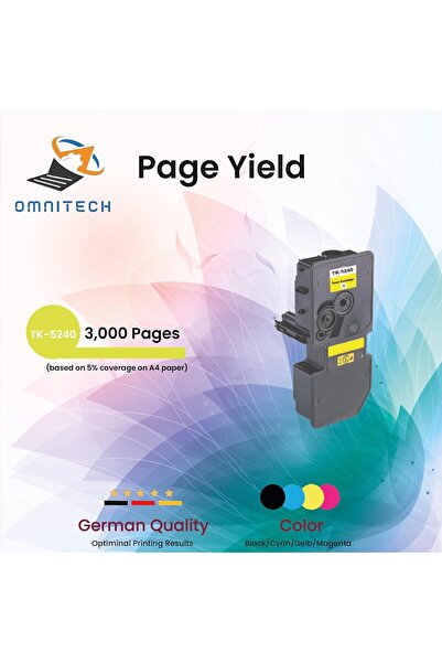 Omnitech Omni Tech TK-5240 Yellow Toner Cartridge - Compatible with Printer K...