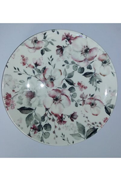 Tulu Porselen Çiçek Desenli 1 Adet 24cm Servis Tabağı