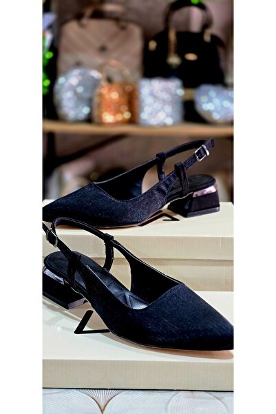 Liva Stylish Black Slingback Women's Shoes – Low Heels