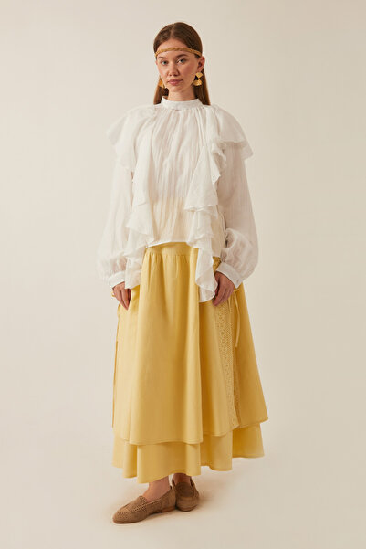 ZÜLAYS Volanlı Bluz Beyaz