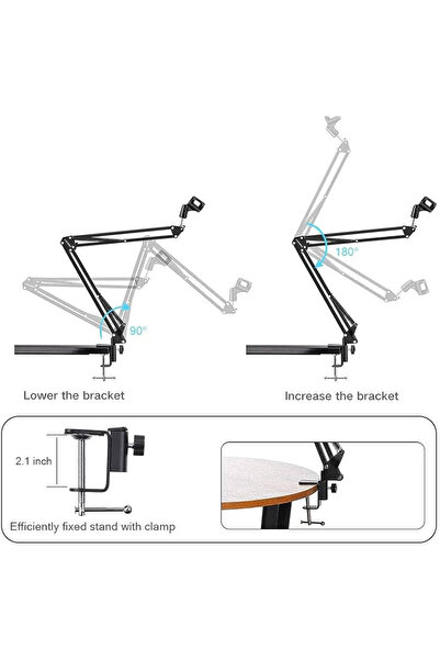 AL3B Microphone Arm Play Microphone Bracket, Foldable Microphone Arm Stand, 360 Rotating Microphone Arm
