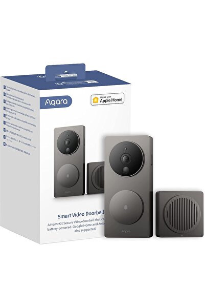 Aqara جرس باب فيديو G4 (يتضمن جرسًا)، وكاميرا فيديو FHD HomeKit بدقة 1080 بكسل، وميزة التعرف المحلي السهل و