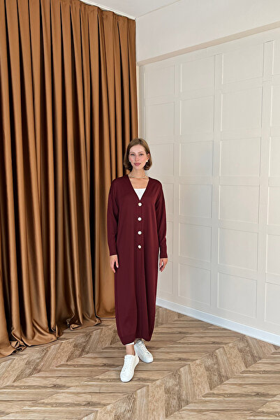 Stilife Long Knitwear Cardigan Burgundy