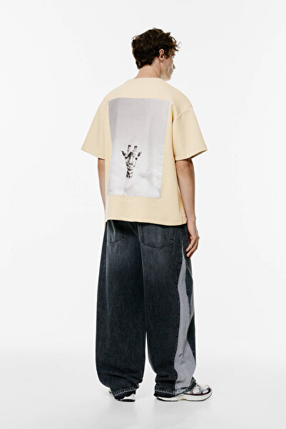 Pull & Bear Short sleeve sweatshirt with giraffe graphic