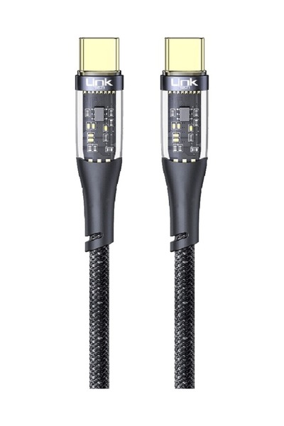 MOD10 كابل بيانات Linktech K670 شفاف بطول 130 سم وقوة 100 واط من النوع C إلى ...