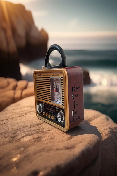 İMEXTECH NS-8898BT Nostaljik Radyo Analog Saatli FM Radyo Bluetooth Hoparlör USB TF AUX MP3 Çalar
