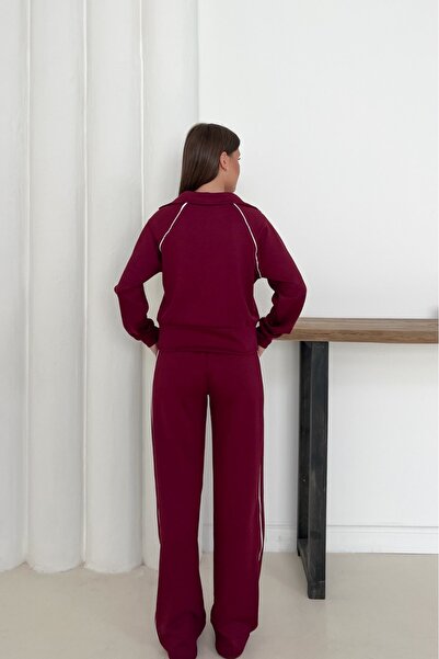 moda poni Women's Modal Fabric Thin Stripe Bottom Top Set