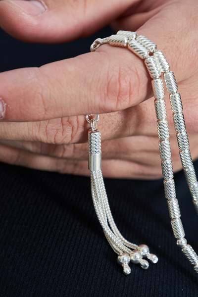 Ventino Silver 925 Ayar Gümüş İşlemeli Kapsül Kesim Büyük Boy Tespih VET-0099...